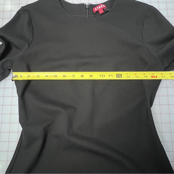 STAUD Hawthorne Black Cream Bell Sleeve Maxi formal holiday Dress NWOT large - Picture 8 of 13